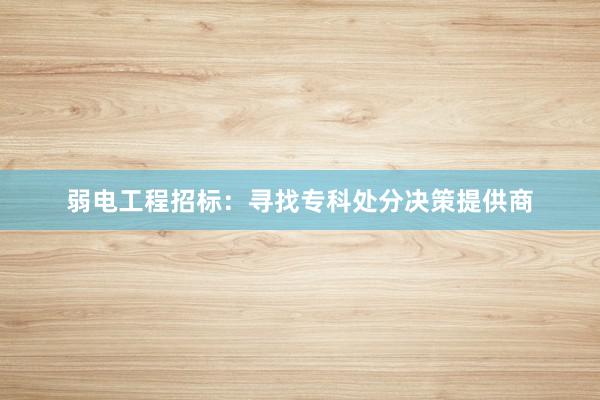 弱电工程招标：寻找专科处分决策提供商